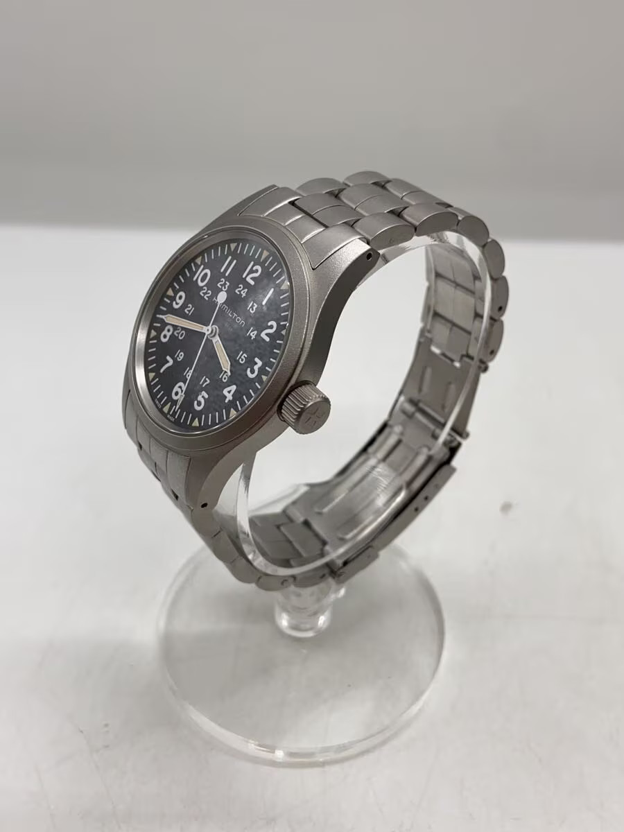 [B1S] Hamilton Khaki Field Mechanical Hand Wound Black Dial Watch [j7w]