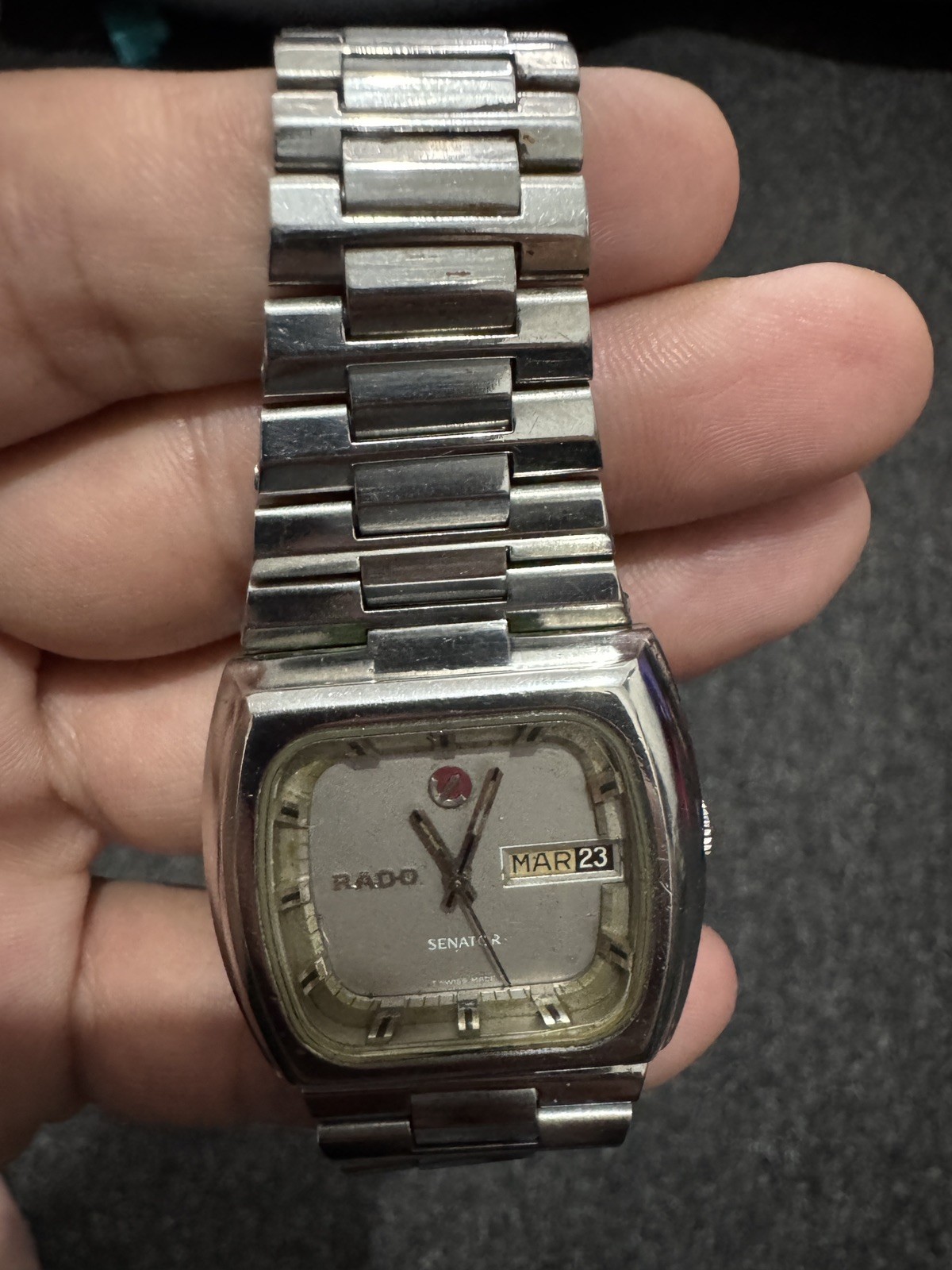 LUXURY RADO SENATOR SQUARE WATCH VINTAGE silver plated SWISS AUTOMATIC 1970s