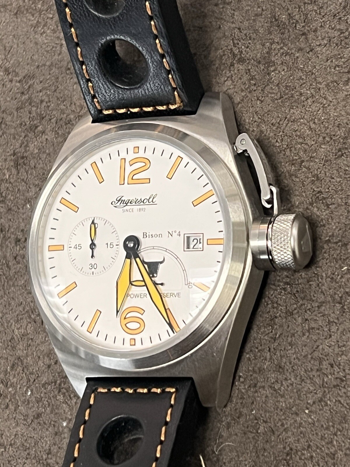 INGERSOLL 1892 Bison No.4 IN1605 Calibre 721 White & Orange Dial Men’s Watch