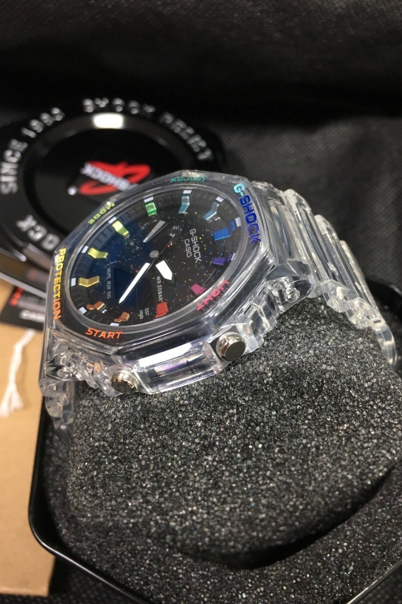 New Casio G-Shock GA2100 Clear Carbon Rainbow Jellyfish Watch Men’s Watch