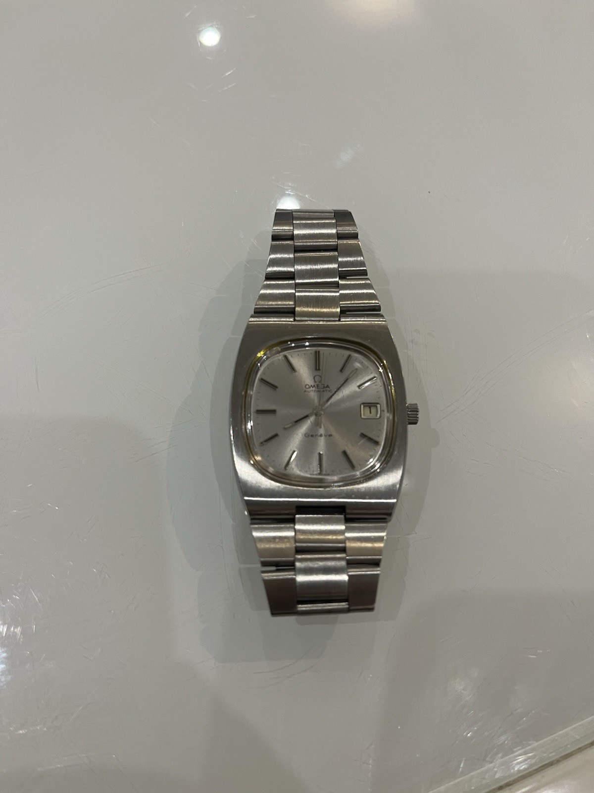 Omega Geneve Automatic Date 36mm Silver Dial Caliber 1012 SS 166.0191.