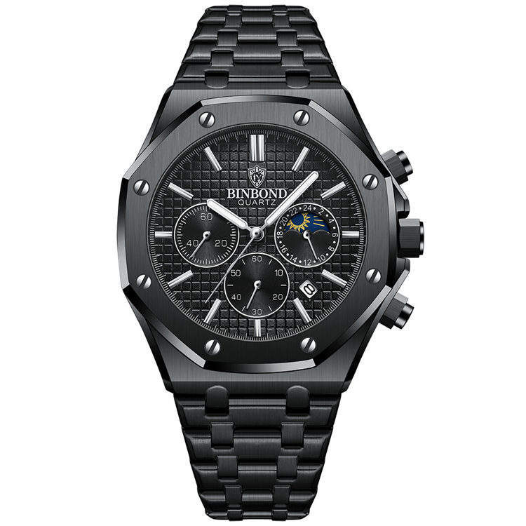 Gents Men Steel Band Waterproof Luxury Chronograph Quartz Wrist Watch BOX GIFT