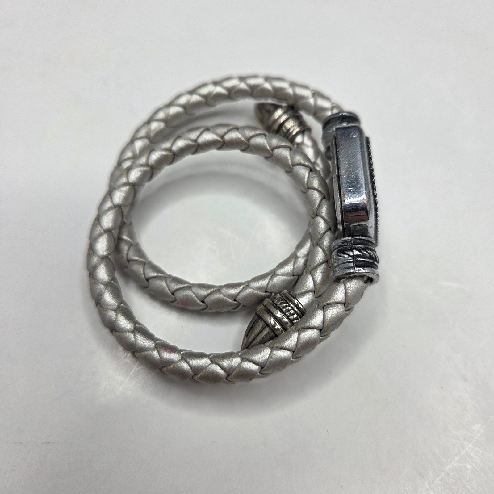 Canela Collection Wrap Watch Braided Silver Tone Square Face Roman Numeral Boho