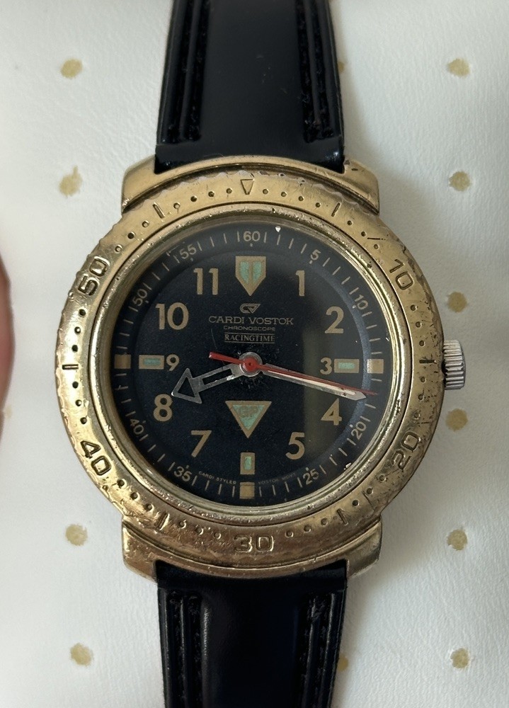 Rare Vostok Cardi Chronoscope Racingtime 2414A 17J Mechanical Racing Watch USSR