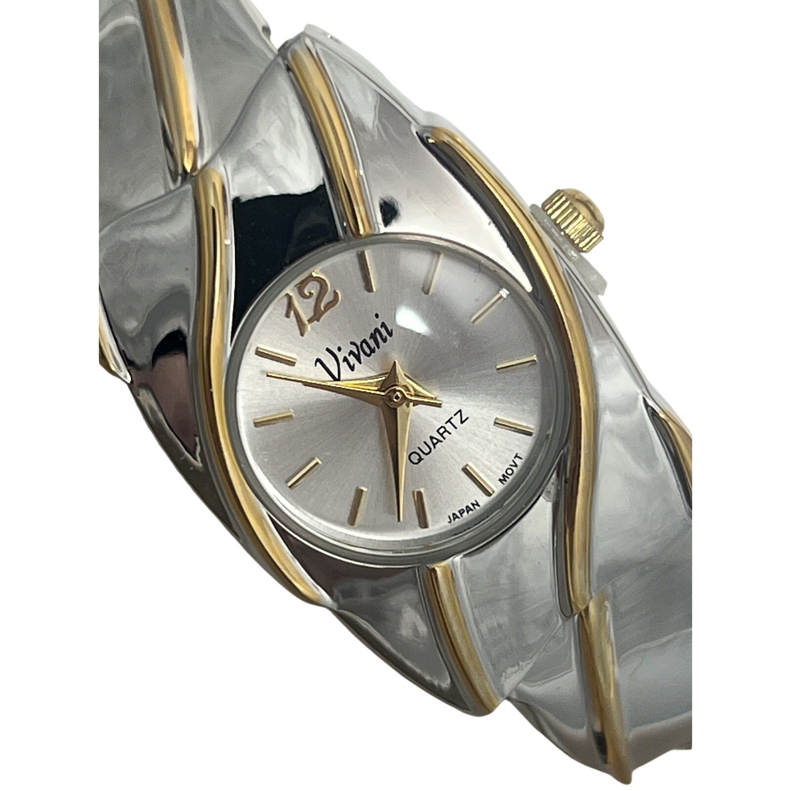 Vivani Women’s Two-Tone Bangle Cuff Quartz Wristwatch & Matching Bracelet Set