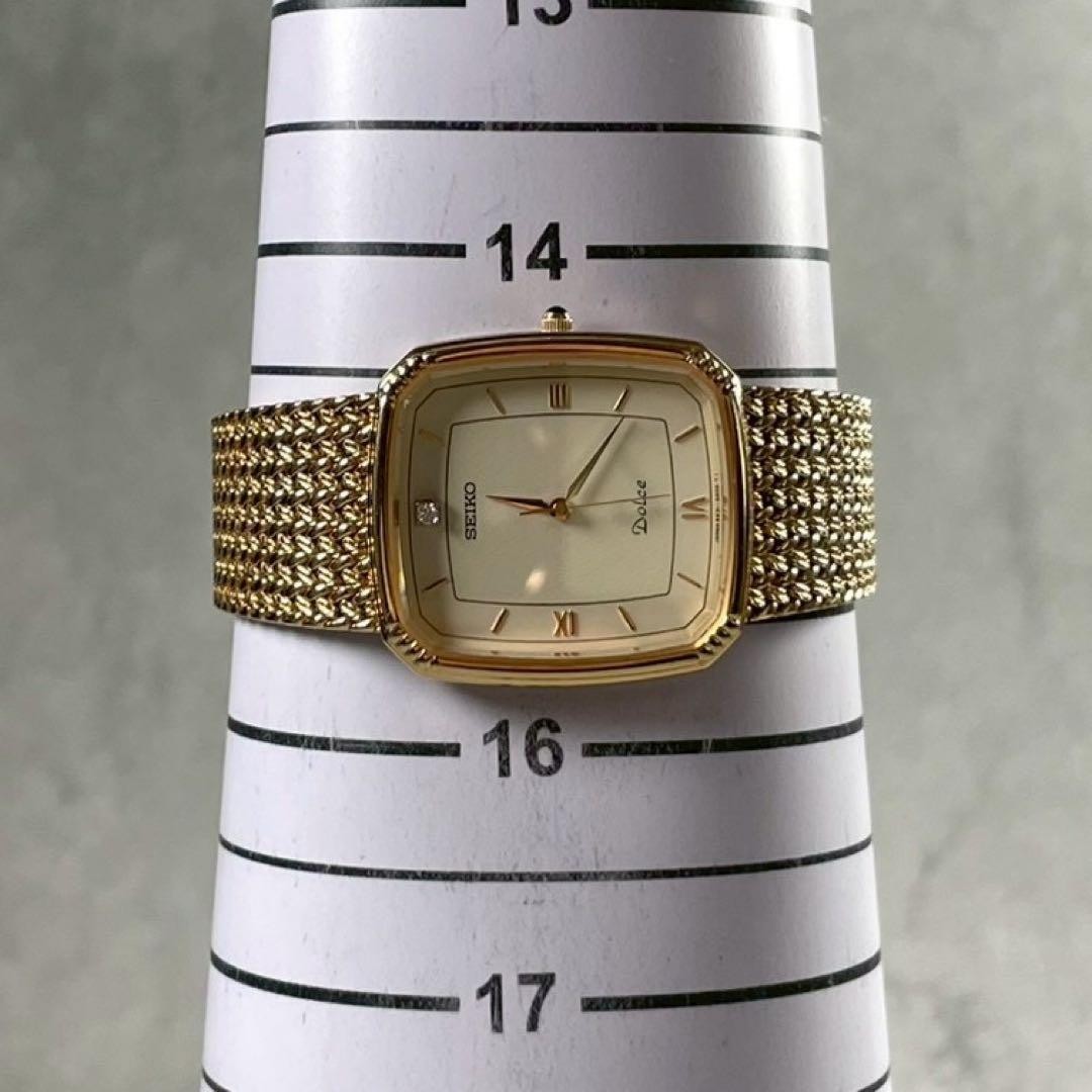SEIKO Dolce 1P Diamond Quartz Watch Gold 5E31-5A90 New Battery Working