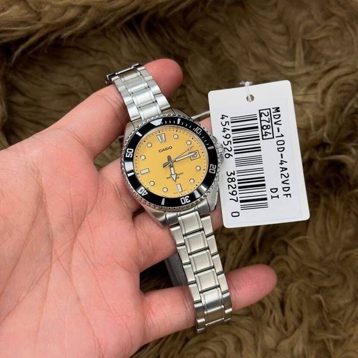 Casio MDV-10D-4A2 Duro Salmon Analog Rotating Bezel Small Size 38mm Unisex Watch