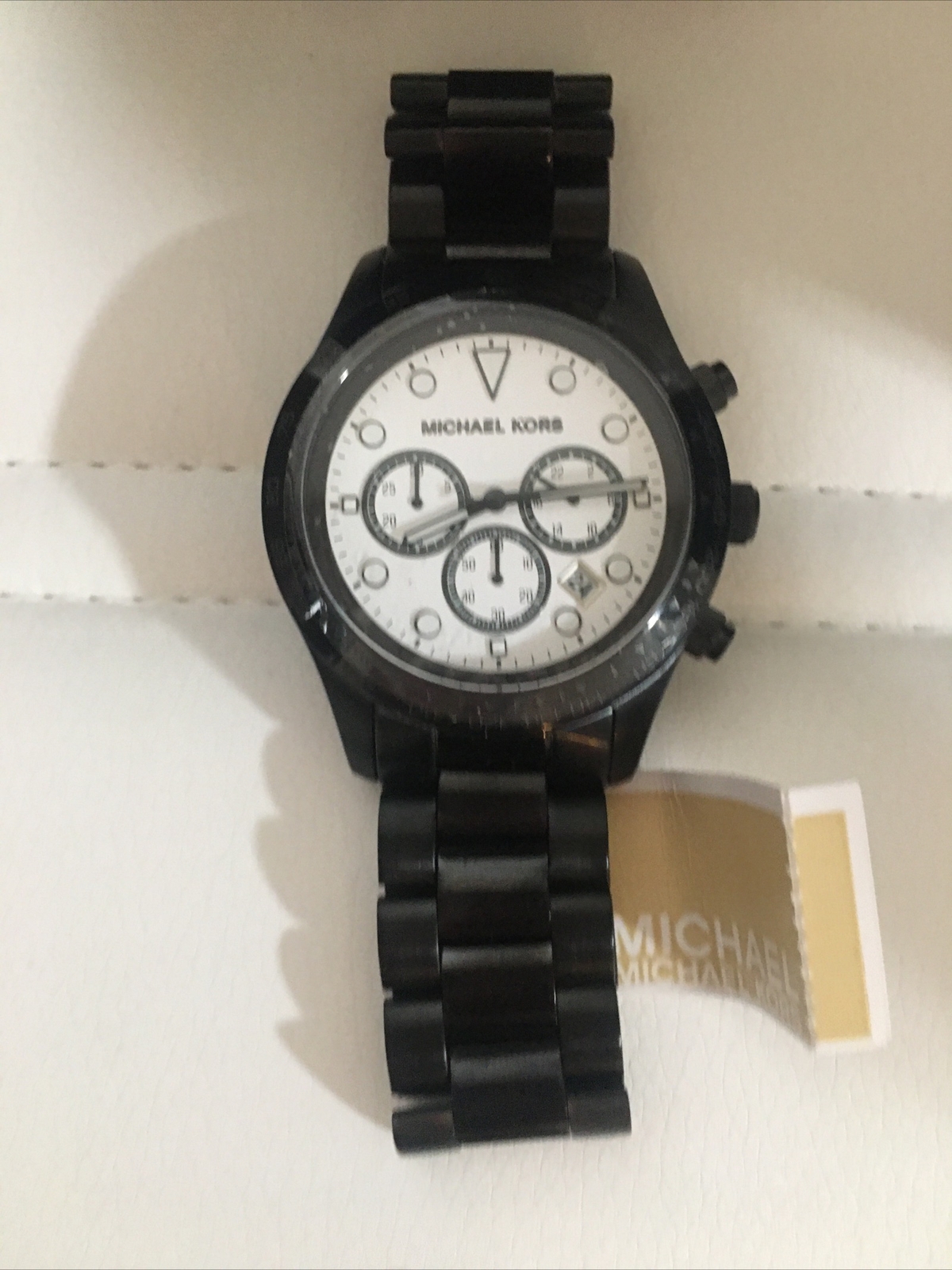 New Michael Kors Chronograph Black Steel Bracelet Watch MK6083