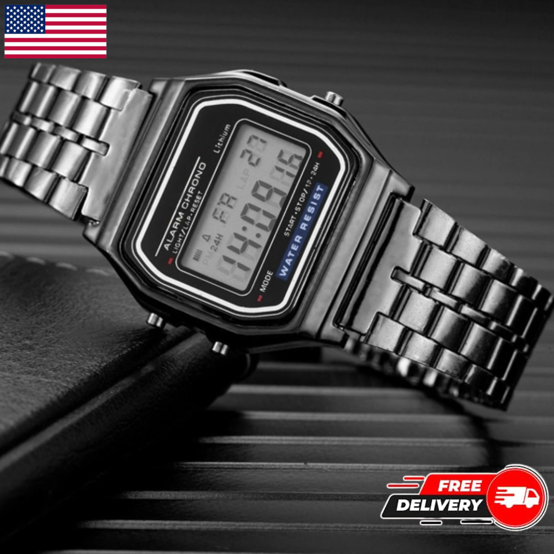 F-91W-1 Men’s 2025 Digital Silver Steel Watch Classic Alarm Light Waterproof