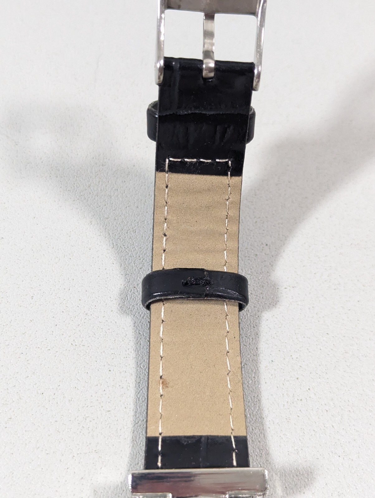 Jessica Carlyle White Dial Silver Tone Round Case Black Band Watch 7.25 Inch