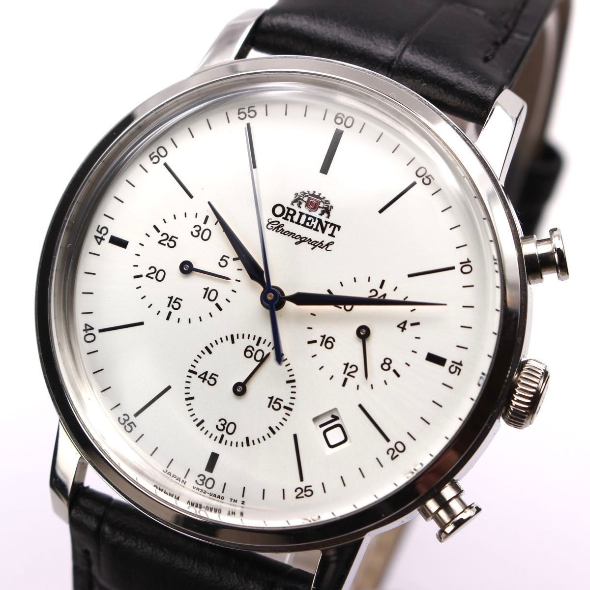ORIENT VR32-UAA0 Chronograph Quartz White Dial Japan Men’s Watch Leather