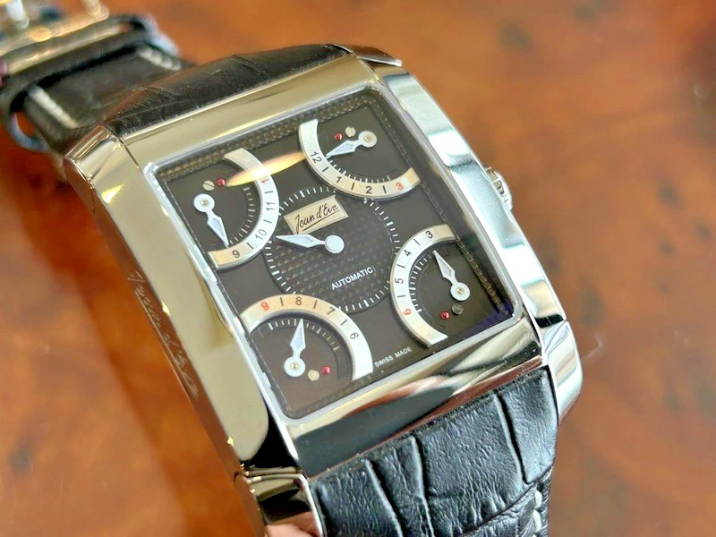 Jean d’Eve Quarta Automatic 927051NAAAK Retrograde Mens Watch Black Leather Box