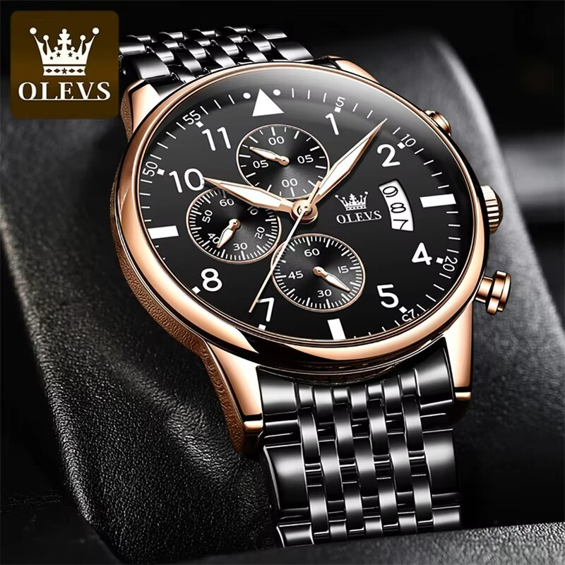 Waterproof Luminous OLEVS Men’s Watch Luxury Sports Chronograph Stainless Strap