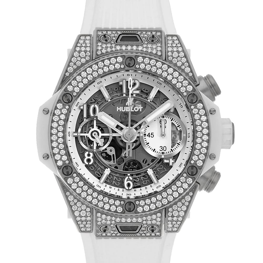 HUBLOT Big Bang Unico Titanium White Pavé 441.NE.2010.RW.1704 second hand mens