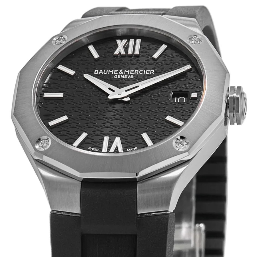 New Baume & Mercier Riviera Black Dial Rubber Strap Women’s Watch 10613