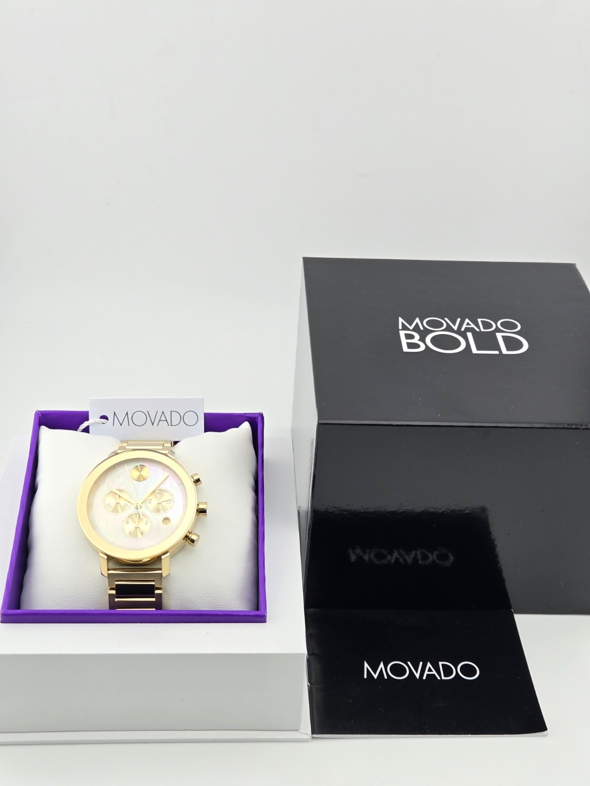 $895 MSRP | Movado Women’s Bold Light Gold Tone MOP Dial Watch – 3600788 NEW