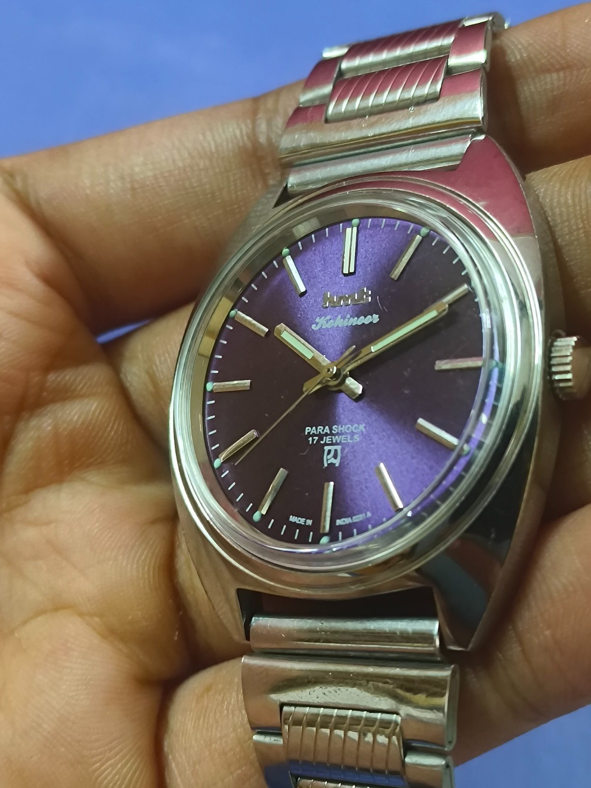 Vintage HMT Kohinoor Purple 17 Jewels Mechanical Hand Winding Men’s Wrist Watch
