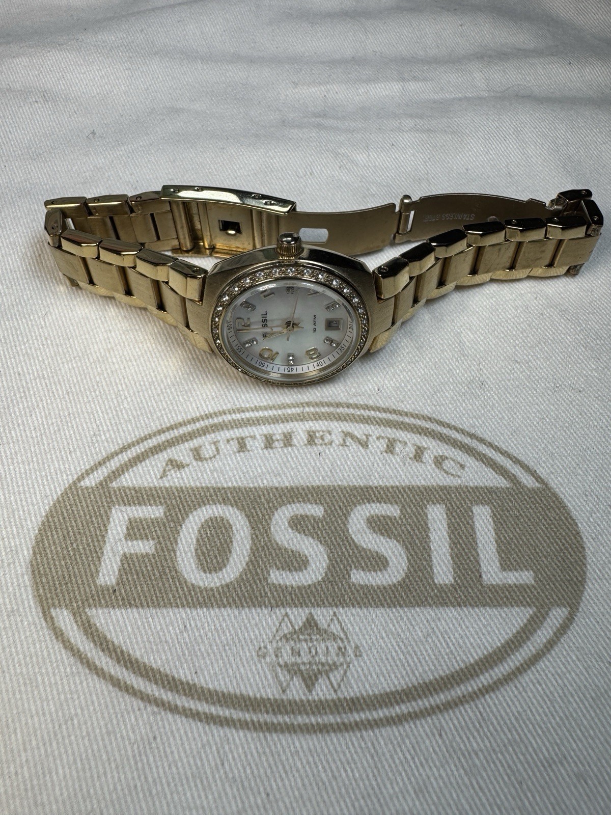 Fossil AM4219 Colleague Stainless Steel Mother-of-Pearl Quartz Watch