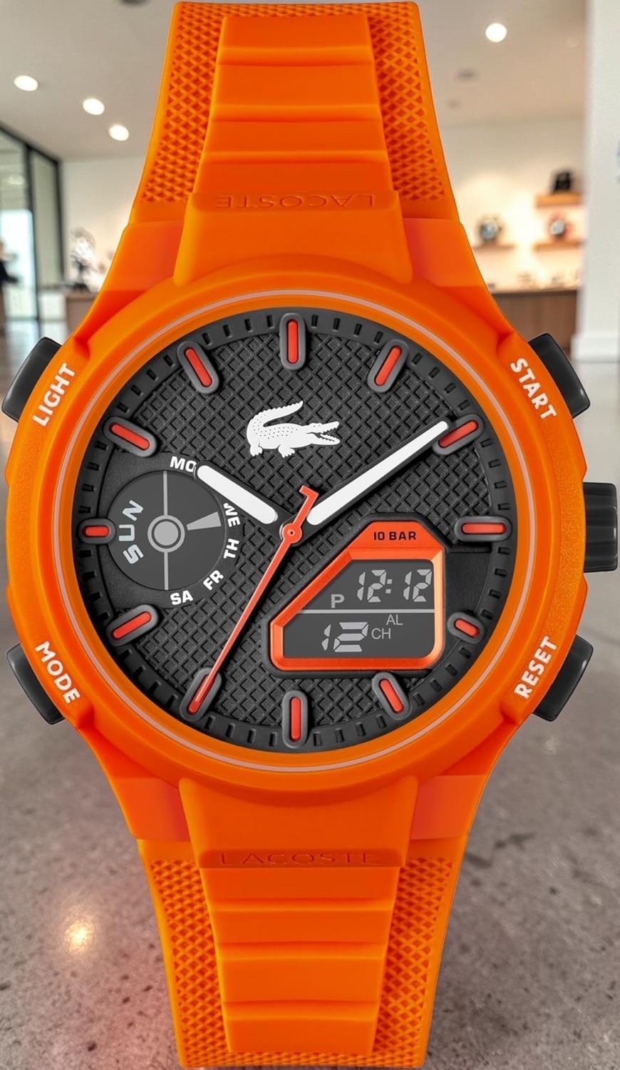 LACOSTE LC33 Analog & Digital Orange/Black Dial Watch (Size 45mm) (2011369)