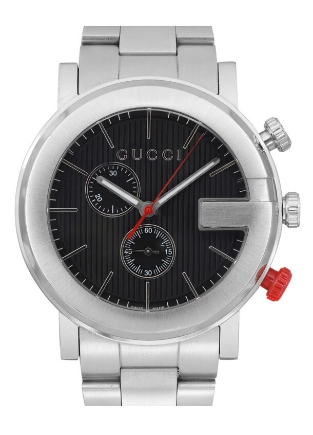 Gucci G Chrono Stainless Steel Black Dial Quartz Mens Watch YA101361, Display
