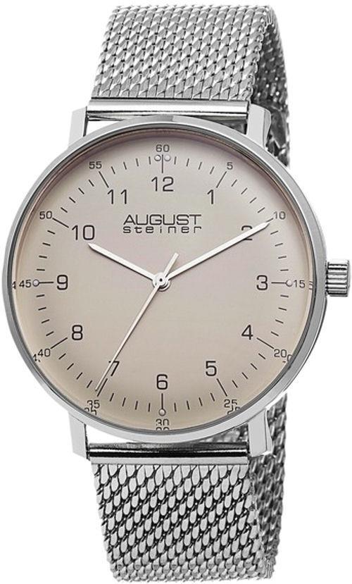 August Steiner AS8091SS Swiss Quartz Cream Dial Mesh Bracelet Mens Watch