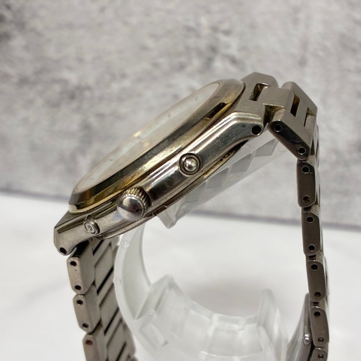 SEIKO Wristwatch 7B22 0AF0 Radio Solar Titanium Gold