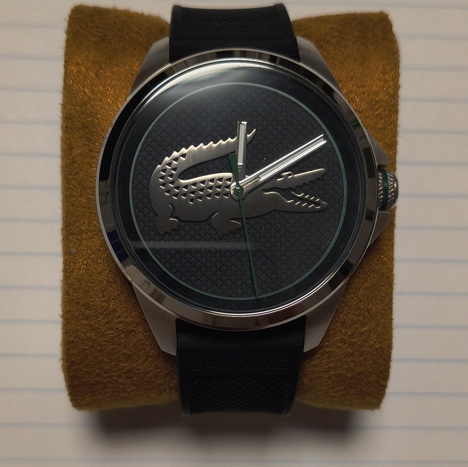 Lacoste Wristwatch Black Logo Dial Silver Steel Case Rubber (Needs Battery)