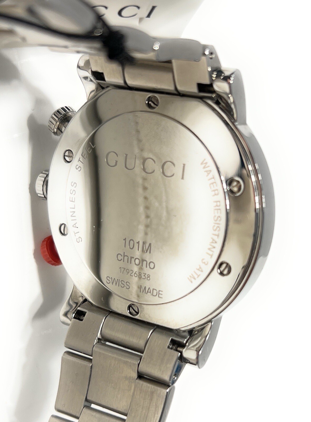 Gucci G Chrono Stainless Steel Black Dial Quartz Mens Watch YA101361, Display