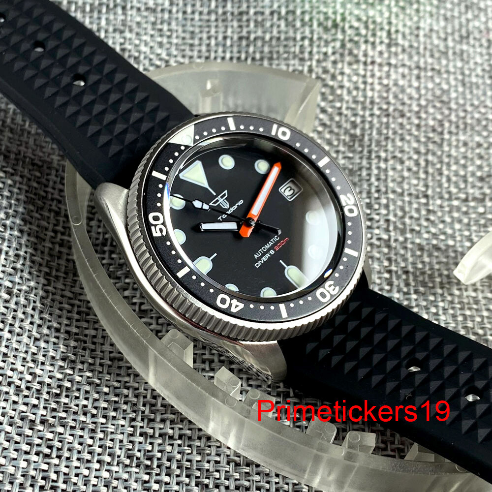 Tandorio 37mm NH35A Men Lady Automatic Watch 20Bar Black Dial Sapphire 3.8 Crown