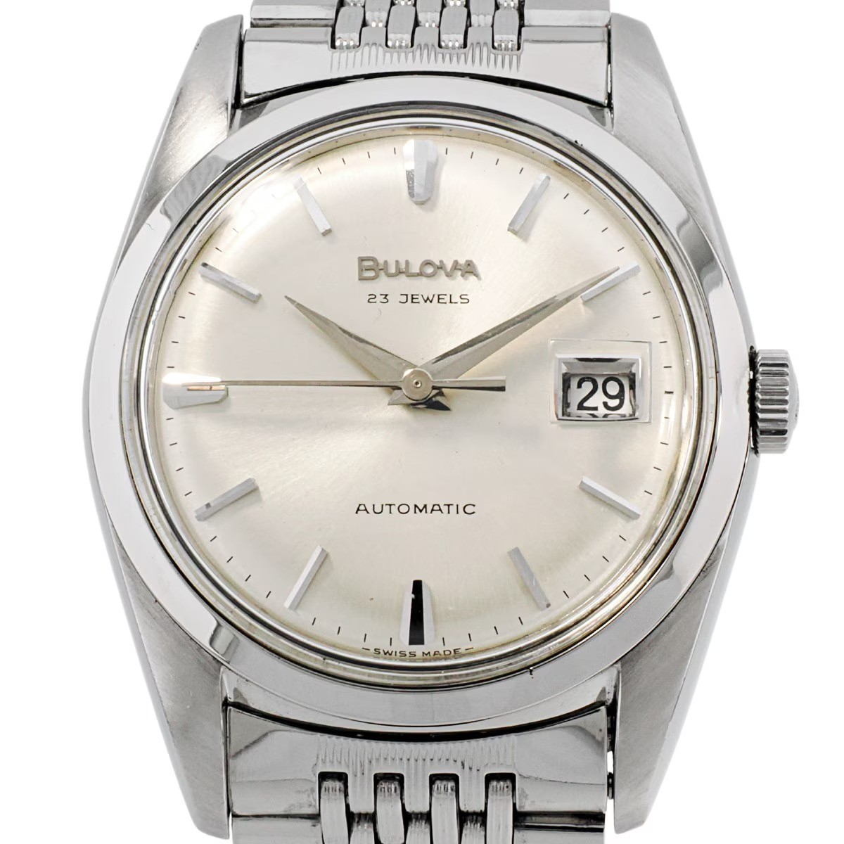 Bulova Ref.394-3 Automatic 23Jewels 35.5mm Champagne Dial Date SS Men’s Vintage