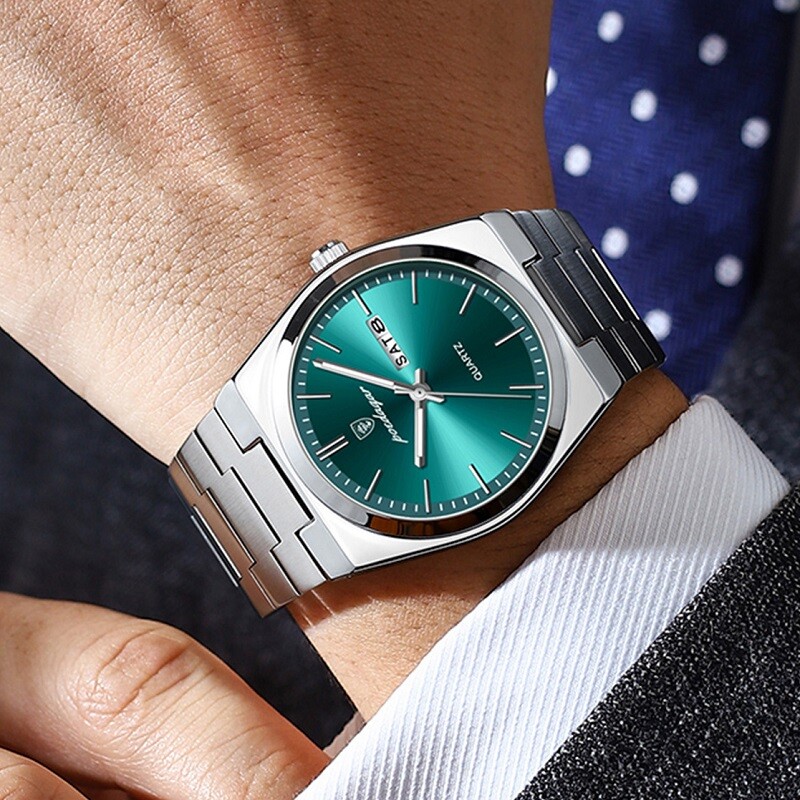 POEDAGAR Fashion Men’s Watch Waterproof Luminous Stainless Quartz Watches