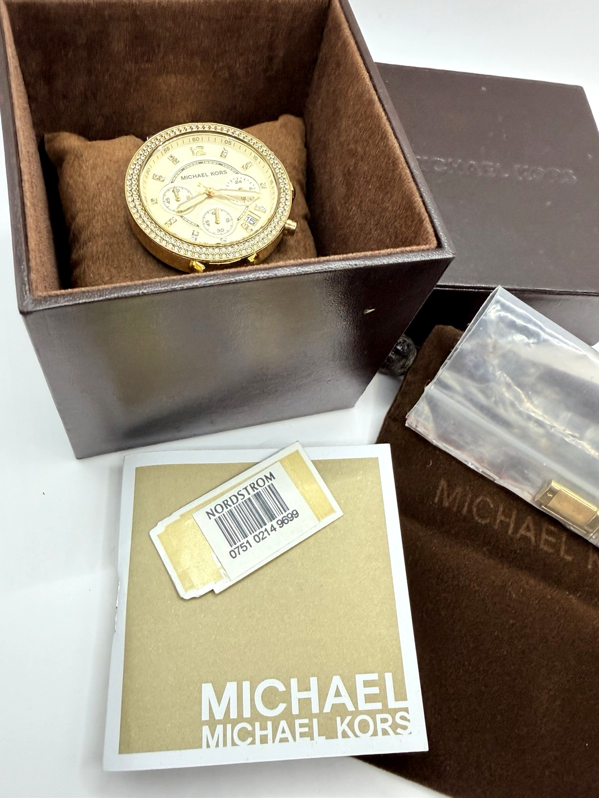 Michael Kors Parker MK5354 Women Gold-Tone Analog Crystal Pave Chronograph Watch