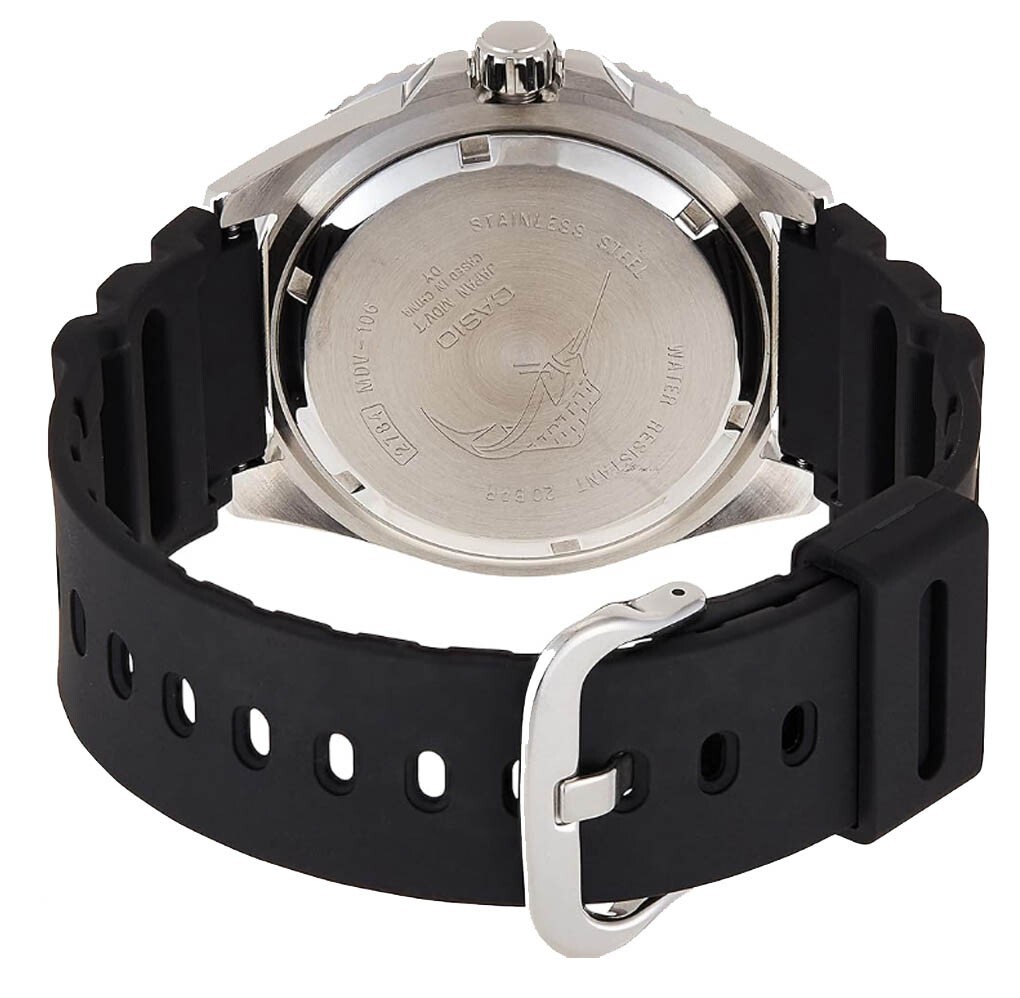 Casio MDV106B-1A2V, Duro, Black Resin Watch, 200 Meter WR, Anti-Reverse Bezel