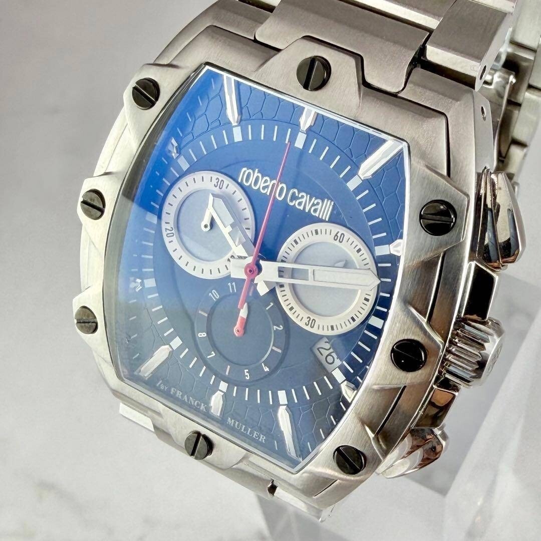 ROBERTO CAVALLI BY FRANCK MULLER Chronograph Tonneau Watch Blue From Japan