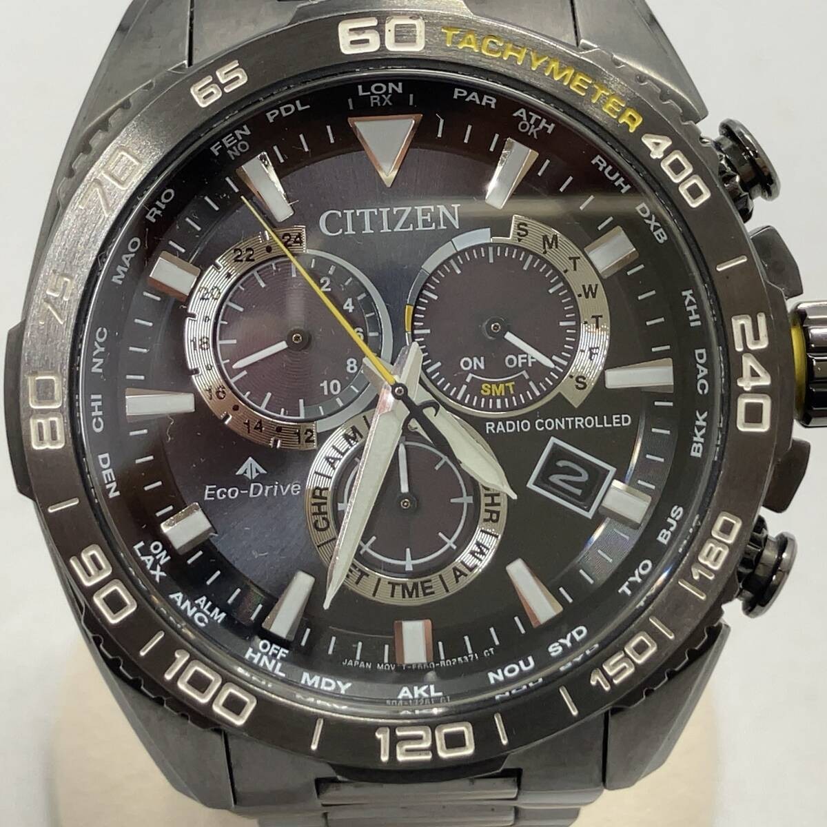 CITIZEN PROMASTER Eco-Drive CB5037-84E Black Solar Radio Men Watch FS