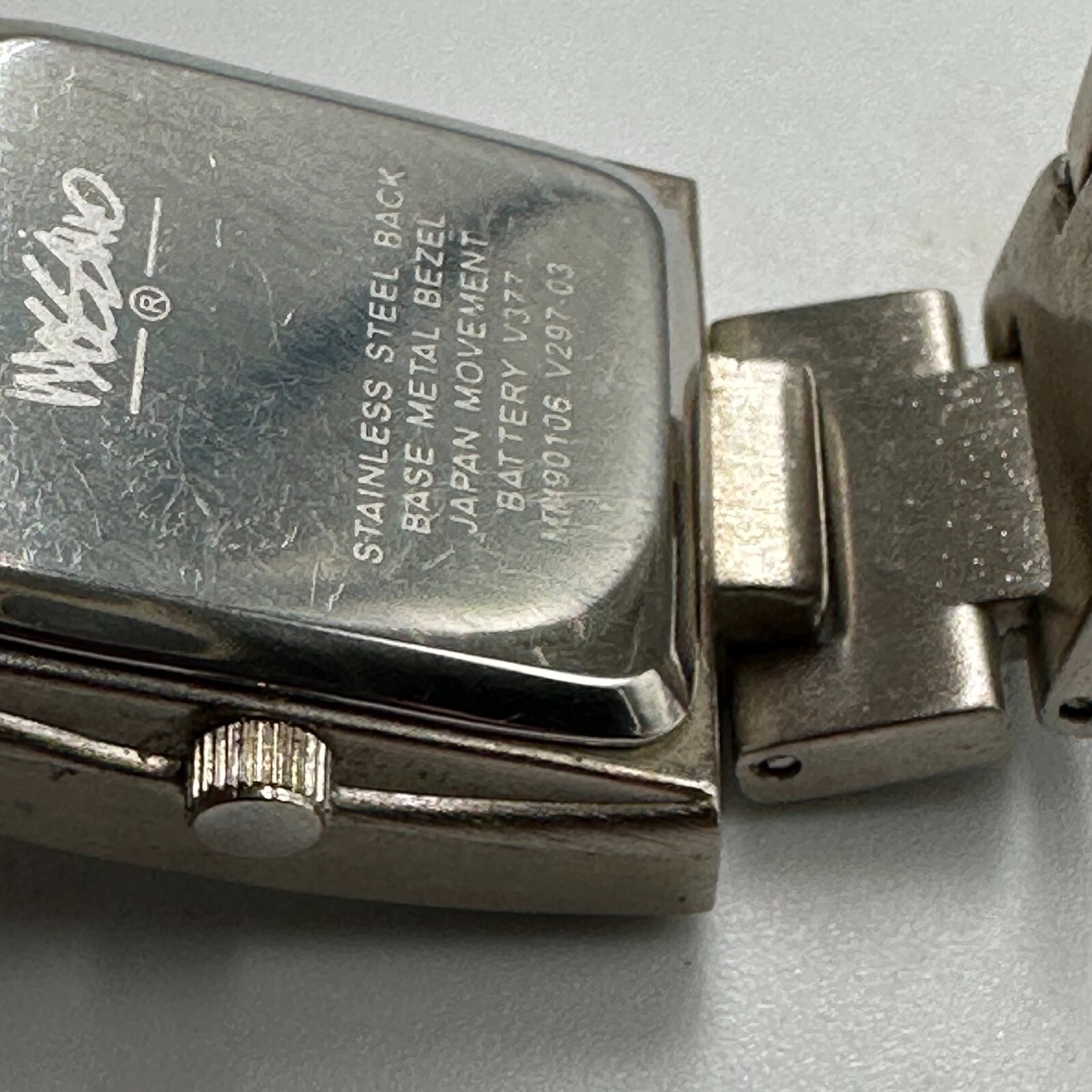 Mossimo Watch Women Silver Tone Rectangle Case Date Window New Battery 7.5″