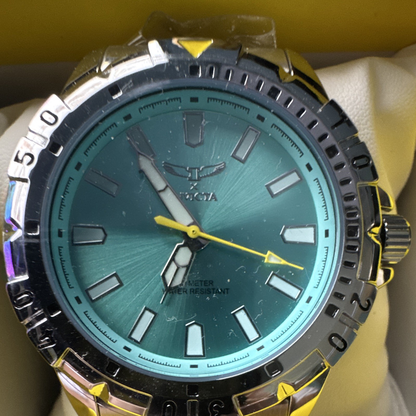 New in box Invicta Tiffany Blue Quartz Sport Watch, Stainless Bracelet, 100m Box
