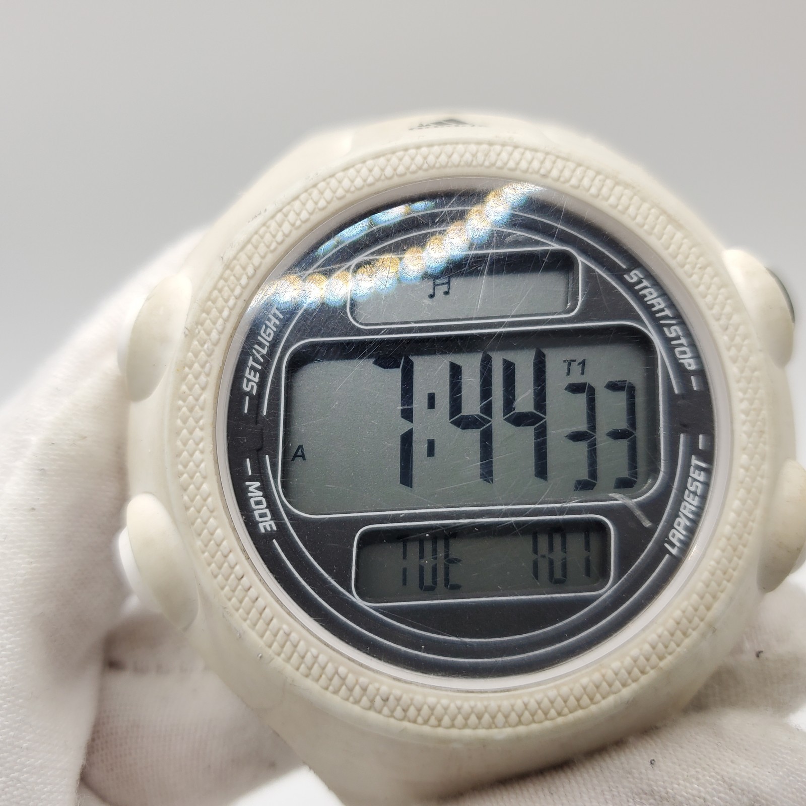Adidas White ADP6083 Digital Watch Mens 53mm New Battery
