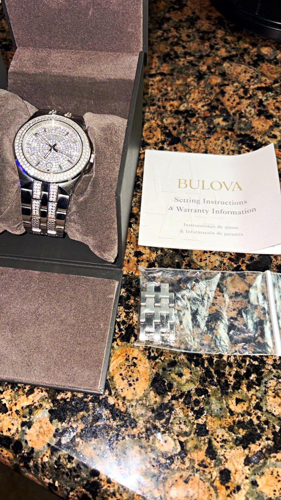 Bulova Men’s 42mm Crystal Stainless Steel Watch 96B235 /w box and manual.