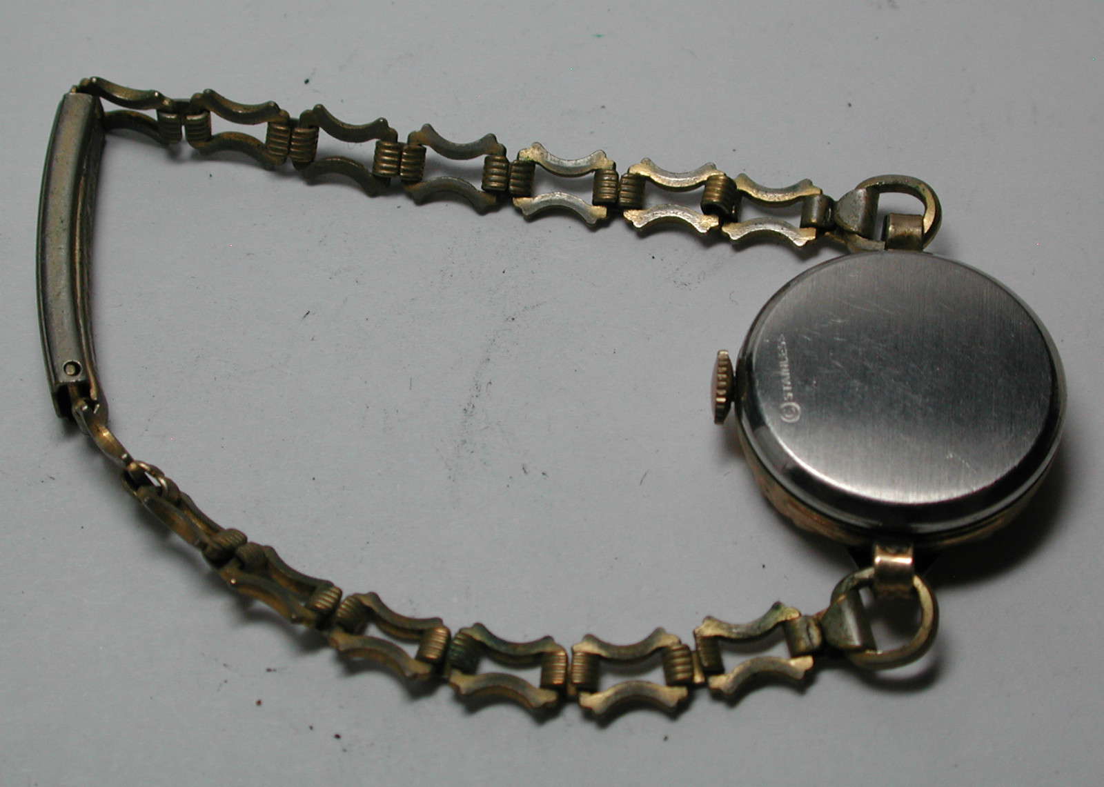 Antique Vintage BRUNVIL Yellow top DECO Wrist Watch & Link Band #W23