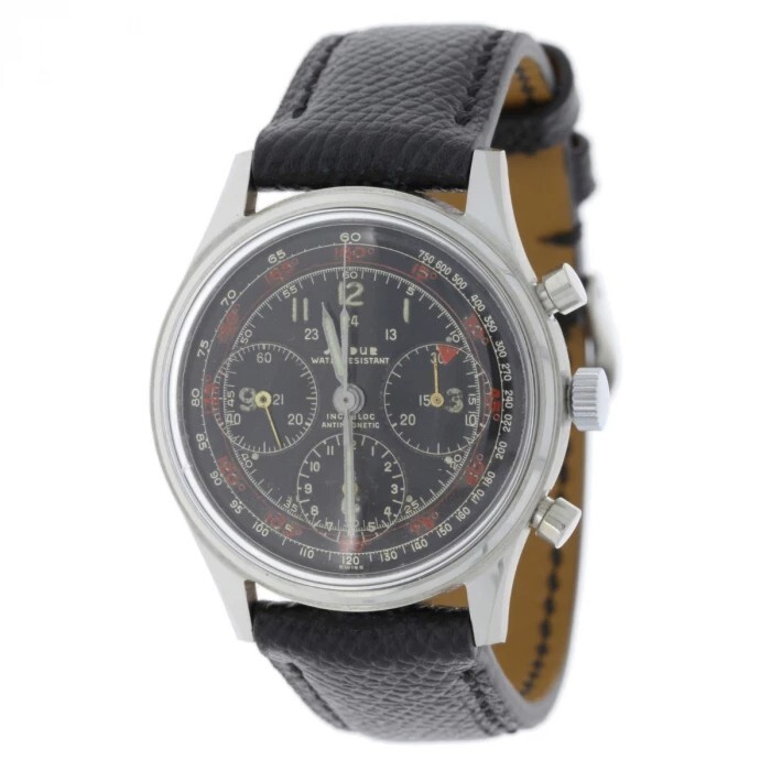 Jardur Wristwatch Chronograph Valjoux 72 C.1950s 1Year Warranty Must See Beauty