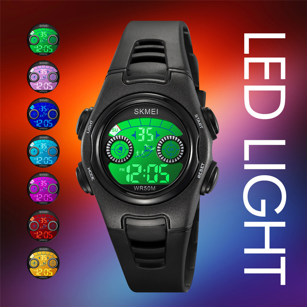 SKMEI Digital Sport Watch for Boys Girls LED Silicone Band Waterproof Wristwatch