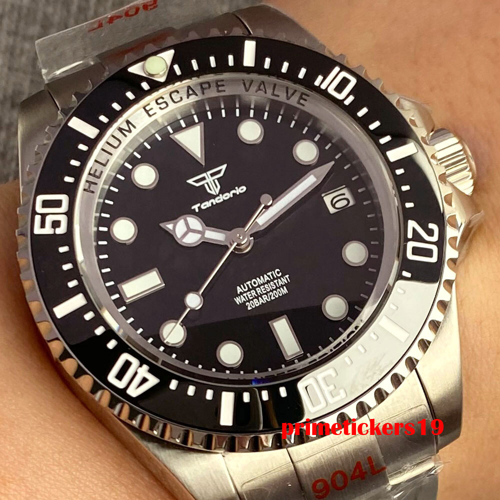 Tandorio 43mm Sapphire Automatic Steel Watch for Men Date NH35A PT5000 Luminous
