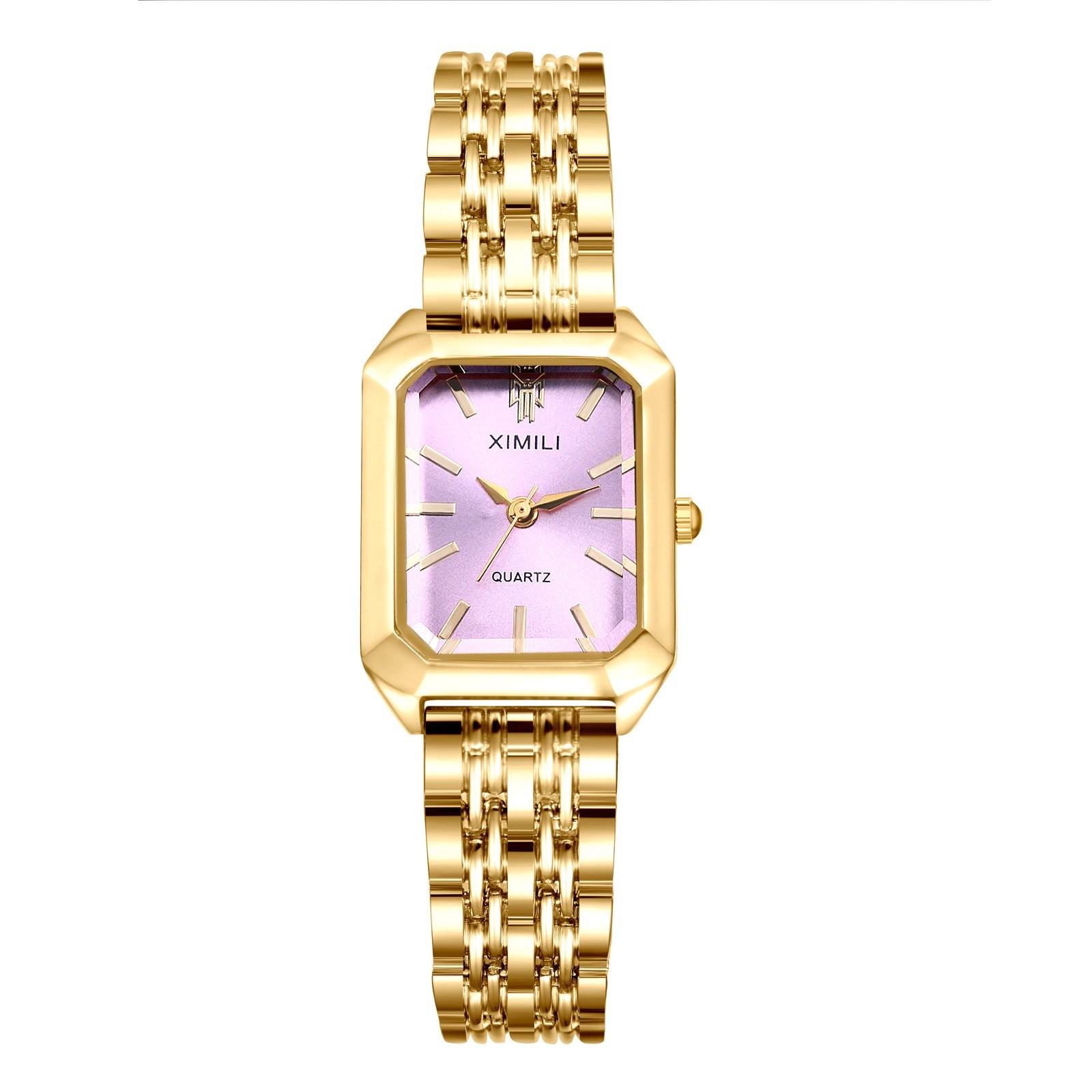 Womens Minimalist Square Face Watch Detachable Alloy Strap Quartz Movement Dress