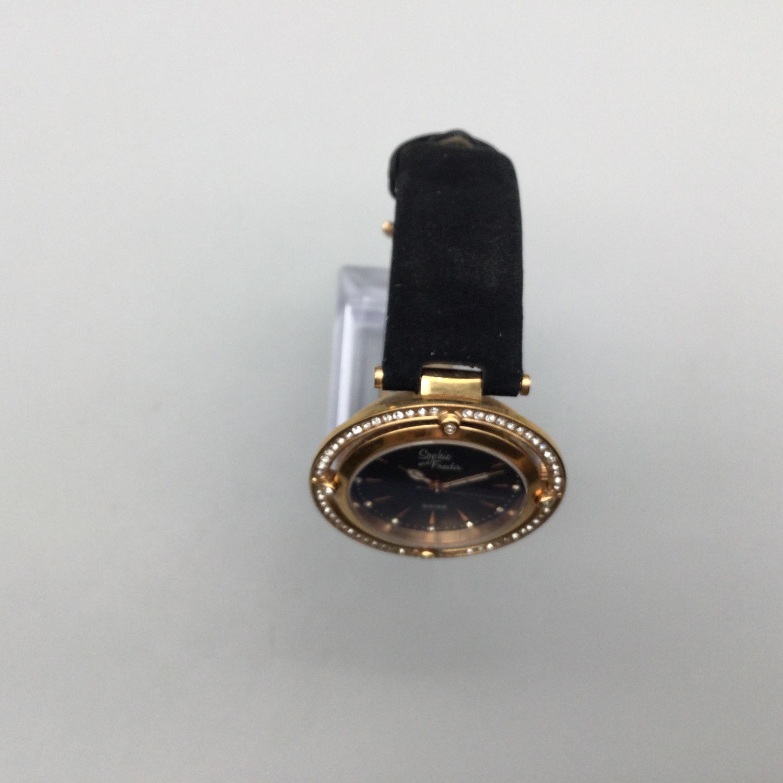 Sophie And Freda Watch Womens 36mm Black Dial Gold Leather Strap New Battery
