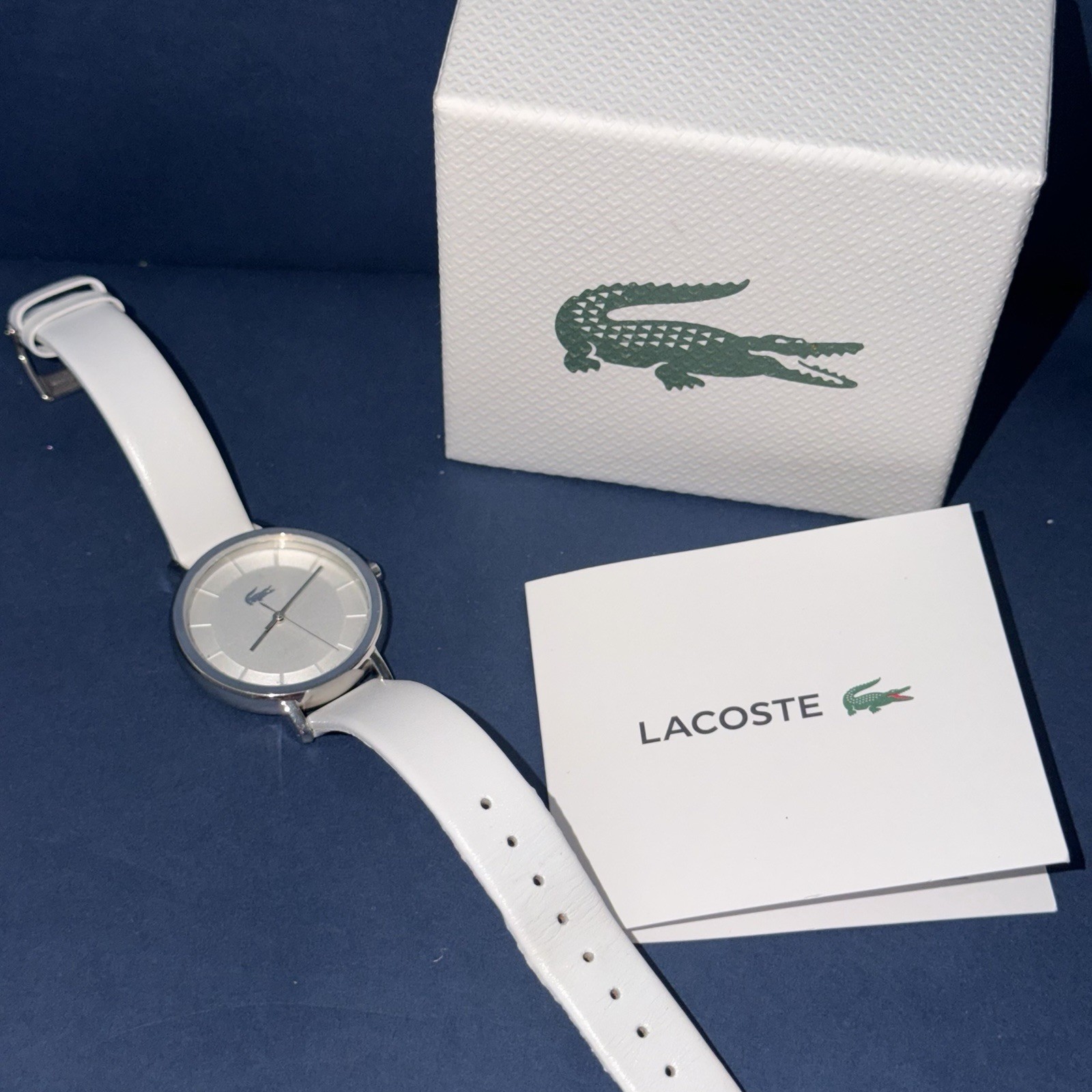 LaCoste Women’s 2000716 Watch White Leather Wristband READ PLEASE