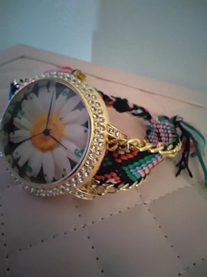 Strada Austrian Crystal Japanese Movement Daisy Bloom Pattern Watch