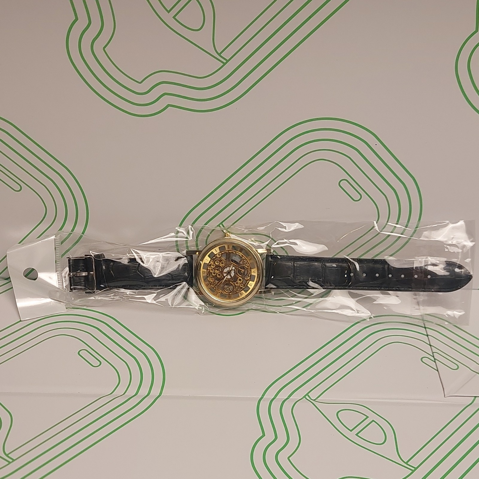 Skeleton Wristwatch: Transparent Case, Faux Leather Band, Cutout Face Unbranded