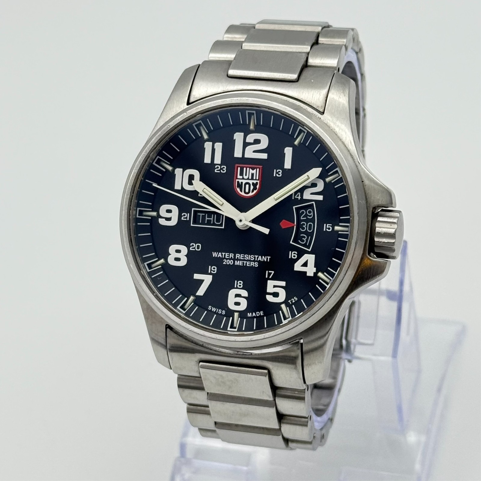 Men’s LUMINOX Atacama Field Watch, Series 1820, All Stainless Steel, Black Dial
