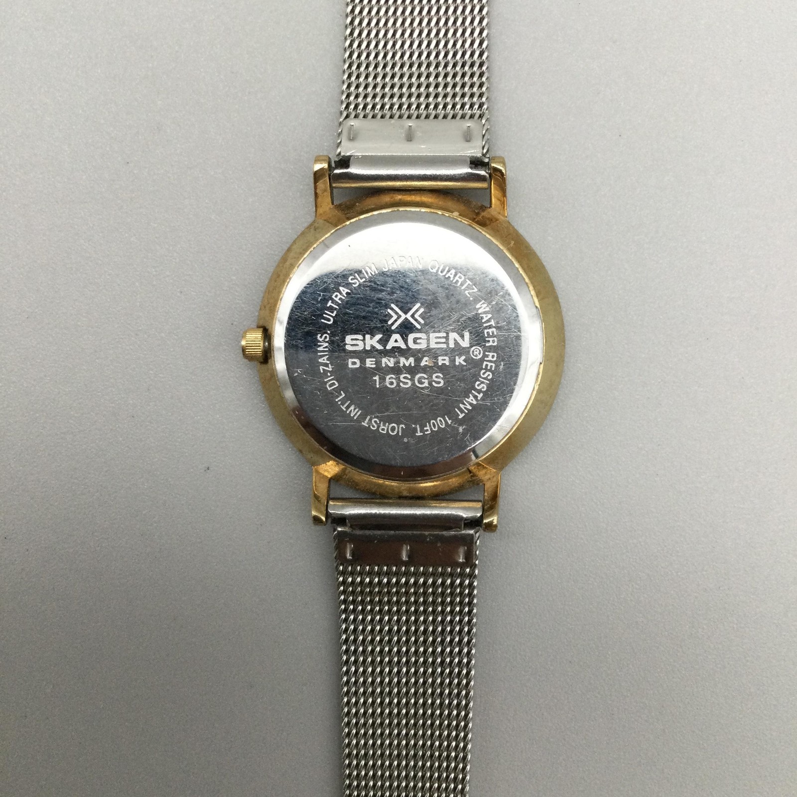 Skagen Womens Watch 28mm Two Tone Silver Dial Mesh Steel Date 16SGS New Battery